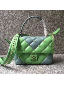 Valentino Medium V Inlay Candystud Stripes Top Handle Bag Green/Blue 2018