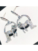 Cartier Leopard Crystal Earrings Silver/Green 2021 082571 