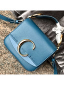 Chloe Shiny & Suede Calfskin Mini Top Handle Bag Blue 2019