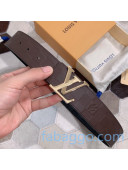 Louis Vuitton Brown Damier Leather Belt 40mm with LV Buckle 2020