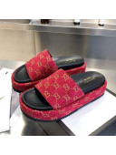 Gucci GG Canvas Platform Slide Sandal 573018 Red 2021