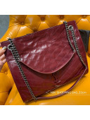Saint Laurent Niki Medium Shopping Bag in Crinkled Vintage Leather 577999 Burgundy 2019