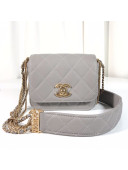 Chanel Quilted Calfskin Flap Bag with Chain Tassel Strap AS2051 Gray 2020 TOP