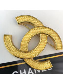 Chanel Vintage CC Brooch All Gold 2019