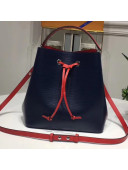 Louis Vuitton Epi Leather Lockme Bucket Bag Marine/Rouge 2017