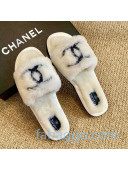 Chanel Wool Flat Sandals White/Black 2020