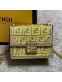 Fendi Kan U Small Embroidered Shoulder Bag Yellow/Grey 2020