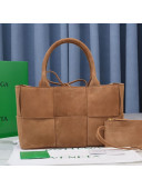 Bottega Veneta Arco Tote Bag in Maxi-Woven Suede Brownie 2021 614486