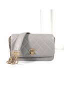 Chanel Quilted Calfskin Flap Bag with Chain Tassel Strap AS2052 Gray 2020 TOP