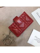 Dior Lady Dior Gusseted Card Houlder in "Cannage" Lambskin Red 2018