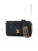Chanel Quilted Calfskin Flap Bag with Chain Tassel Strap AS2052 Black 2020 TOP