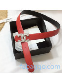 Chanel Calfskin Belt 30mm with Pearl CC Buckle Red 2020