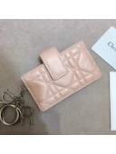 Dior Lady Dior Gusseted Card Houlder in "Cannage" Lambskin Pink 2018
