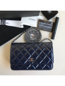 Chanel Patent Leather Wallet on Chain WOC Navy Blue 2020