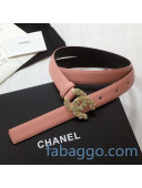 Chanel Calfskin Belt 20mm with Crystal CC Buckle Pink 2020