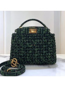 Fendi Peekaboo Iconic Mini Strips Interlace Bag Green/Black 2020 