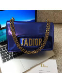 Dior J'adior Flap Bag with Chain in Metallic Mirror Calfskin Royal Blue 2018
