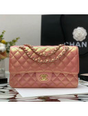 Chanel Iridescent Lambskin Classic Medium Flap Bag A01112 Orange Pink 2021