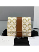 Celine Small Trifold Wallet in Triomphe Canvas White 2021 60031