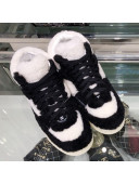 Chanel Lambskin Fur High-Top Sneakers G35195 Black/White 2019