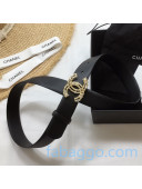 Chanel Calfskin Belt 30mm with Wrap Pearl CC Buckle Black 2020