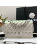 Chanel Iridescent Lambskin Classic Medium Flap Bag A01112 White/Silver 2021