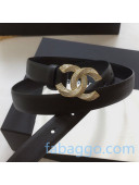 Chanel Calfskin Belt 20mm with Twist Metal CC Buckle Black 2020