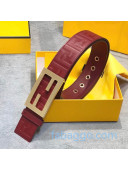 Fendi Baguette FF Leather Belt with FF Buckle 42mm Red 2020