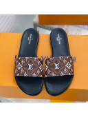 Louis Vuitton Since 1854 Lock It Flat Slide Sandals Brown 2021