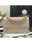Chanel Shiny Lambskin Classic Medium Flap Bag A01112 Light Gold 2021