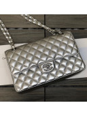 Chanel Metallic Lambskin Classic Medium Flap Bag A01112 Silver 2021