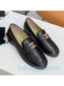 Chanel Lambskin Crystal CC Loafers G36343 Black 2020