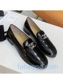 Chanel Patent Calfskin Crystal CC Loafers G36343 Black 2020