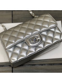 Chanel Metallic Lambskin Classic Mini Flap Bag A69900 Silver 2021