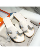Hermes Oran Classic Calfskin Flat Slide Sandal White 2021 02
