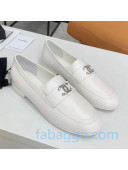 Chanel Lambskin Crystal CC Loafers G36343 White 2020
