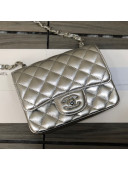 Chanel Metallic Lambskin Classic Mini Sqaure Flap Bag A35200 Silver 2021