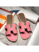 Hermes Oran Classic Calfskin Flat Slide Sandal Pink 2021 05