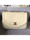 Chanel Quilted Grained Leather Messenger Flap Bag White 2019