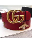 Gucci Gancio Bee Belt with GG Buckle 40mm Red