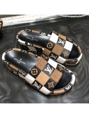 Louis Vuitton Jumbo Damier Canvas Flatform Slide Sandals Brown 2021