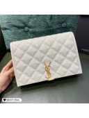 Saint Laurent Becky Chain Bag in Diamond-Quilted Lambskin 629426 White 2020