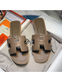 Hermes Oran Classic Calfskin Flat Slide Sandal Grey 2021 06