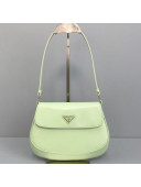 Prada Cleo Brushed Leather Shoulder Bag with Flap 1BD311 Aqua Green 2021