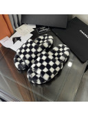 Chanel Wool Check Flat Sandals Black/White 2021 05
