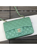 Chanel Shiny Lambskin Classic Mini Flap Bag A69900 Green 2021