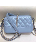 Chanel Pearl Glossy Quilted Vintage Leather Gabrielle Clutch with Chain A94505 Blue 2019