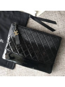 Chanel Goatskin & Patent Goatskin Gabrielle Pouch Bag Black 2018