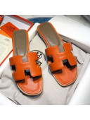 Hermes Oran Classic Calfskin Flat Slide Sandal Orange 2021 11