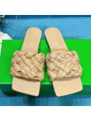 Bottega Veneta Leather Chain Woven Flat Slide Sandals Beige 2021